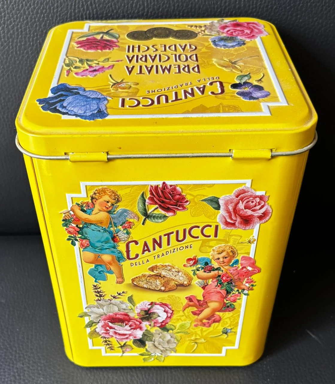 ✨ Caixa de Metal Vintage Cantucci Gadeschi com Decoração Romântica Anjos e Rosas – photo 4